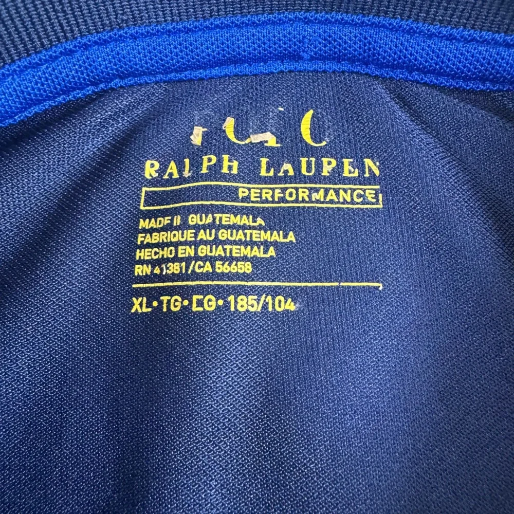 Ralph Lauren Performance Polo Shirt Men XL Navy Blue Big Pony Colorblock Stretch
